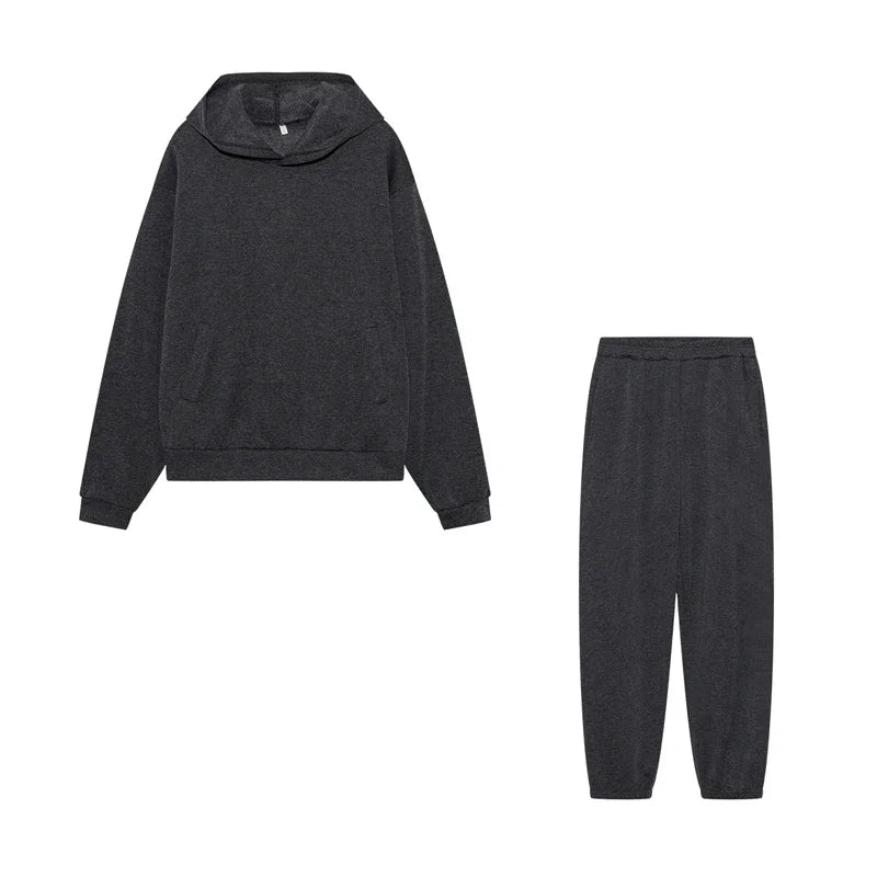 2024 Trend Casual Fashion Thickened Long-Sleeved Sweater Pants Two-Piece Cap Suit