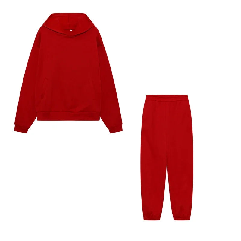 2024 Trend Casual Fashion Thickened Long-Sleeved Sweater Pants Two-Piece Cap Suit