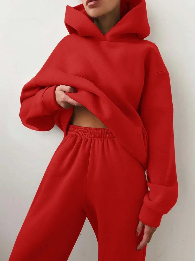 2024 Trend Casual Fashion Thickened Long-Sleeved Sweater Pants Two-Piece Cap Suit