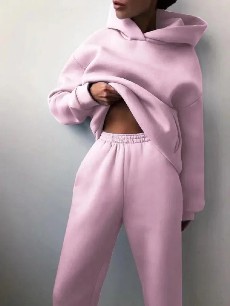 2024 Trend Casual Fashion Thickened Long-Sleeved Sweater Pants Two-Piece Cap Suit
