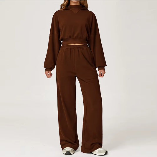 Winter Hooded Sweatshirt Set 2 Pieces Women'S Clothes Casual Outdoor Loose Yoga Set Women'S Casual Running Sportswear