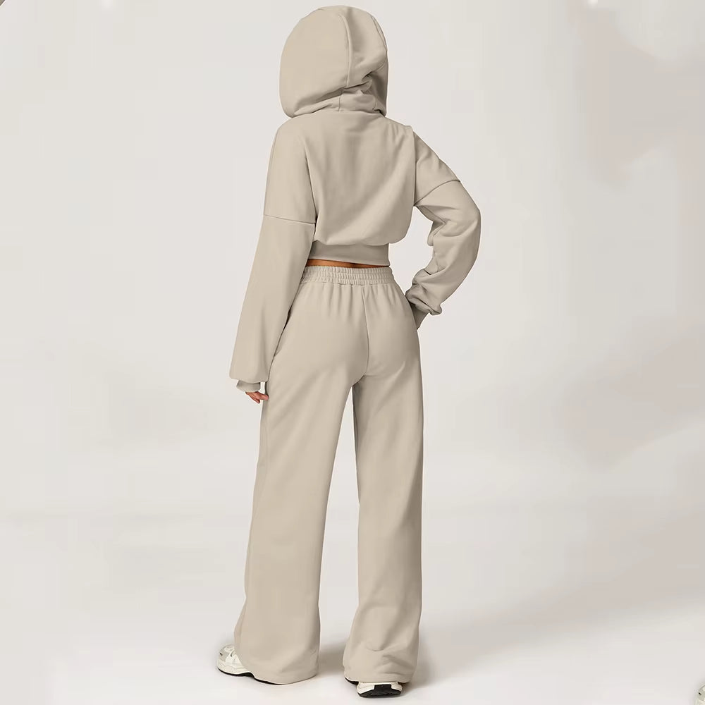 Winter Hooded Sweatshirt Set 2 Pieces Women'S Clothes Casual Outdoor Loose Yoga Set Women'S Casual Running Sportswear
