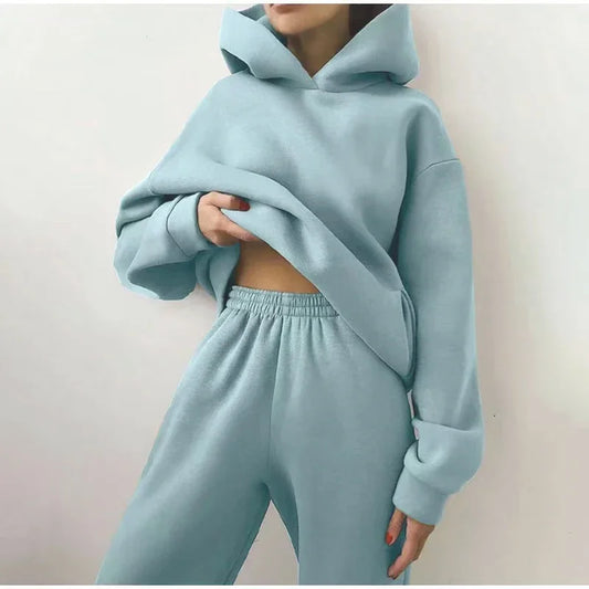 2024 Trend Casual Fashion Thickened Long-Sleeved Sweater Pants Two-Piece Cap Suit