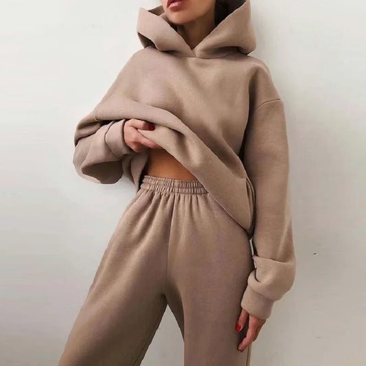 2024 Trend Casual Fashion Thickened Long-Sleeved Sweater Pants Two-Piece Cap Suit