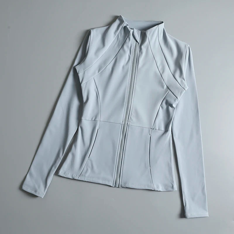  Long Sleeve Stand-Up Collar Yoga Tops