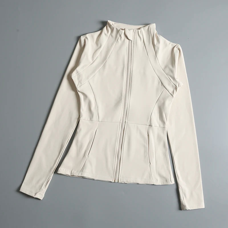 Long Sleeve Stand-Up Collar Yoga Tops