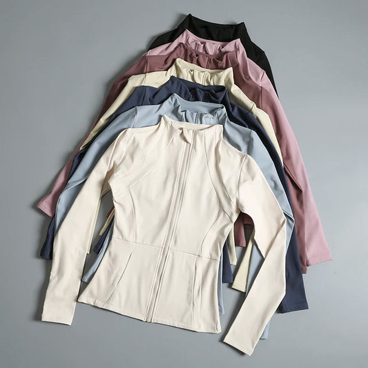  Long Sleeve Stand-Up Collar Yoga Tops