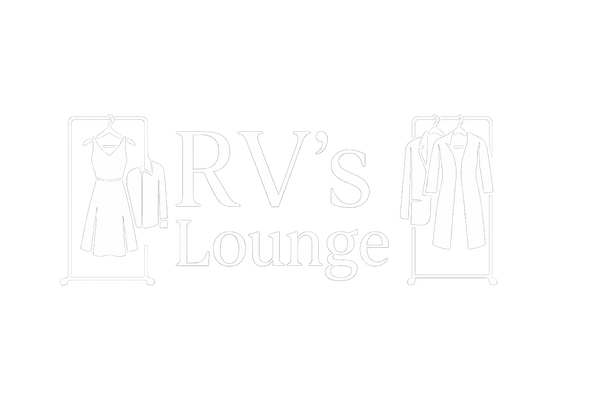 RV's Lounge with white font and design but no background color or theme also make it with some fashion related designs may be some vclothes hanging and make it as it has stand on both sides 